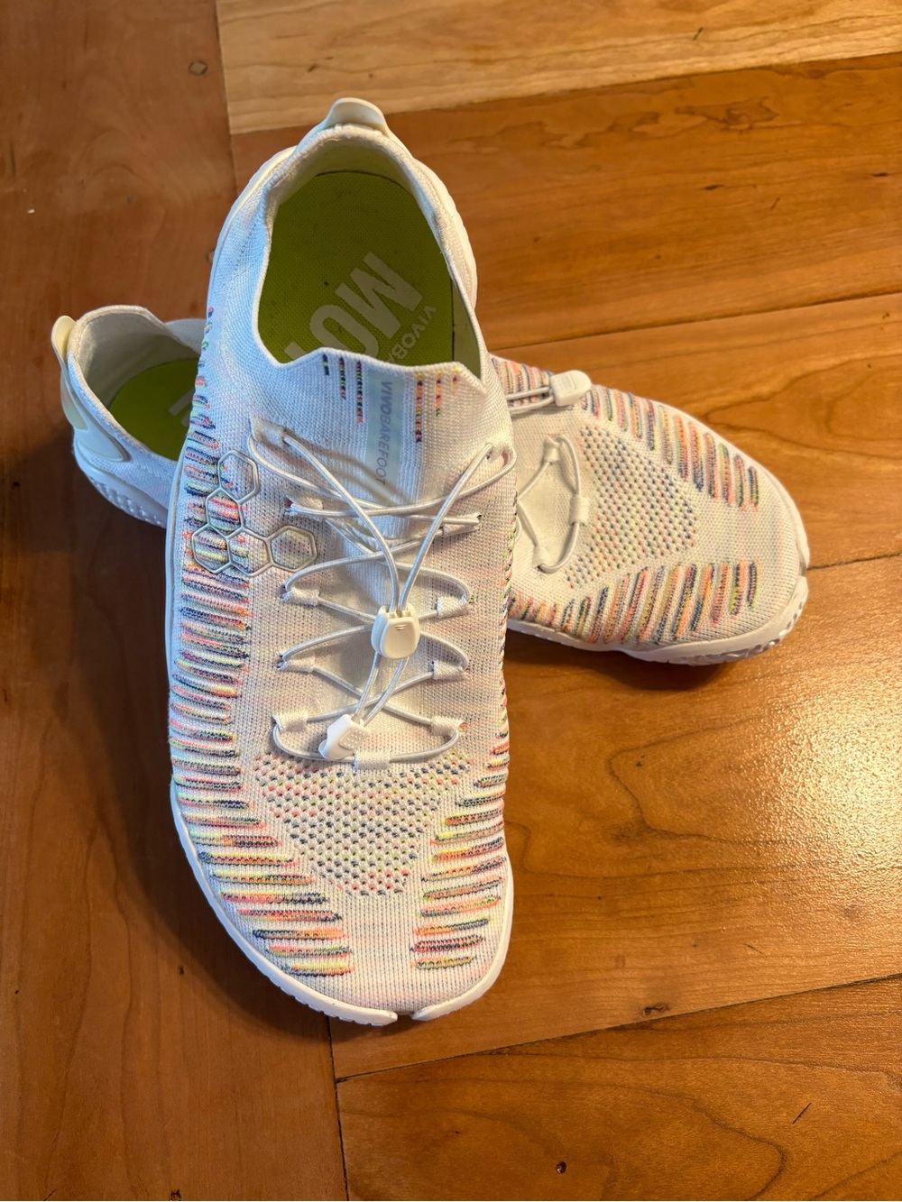 Vivo Barefoot White Knit Athletic Shoes with Multicolor Accents